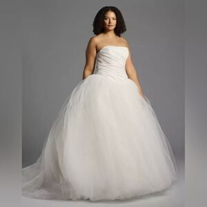 Vera Wang Strapless Ball Gown Wedding Dress Taffeta Tulle NWT Sz 12 Soft White